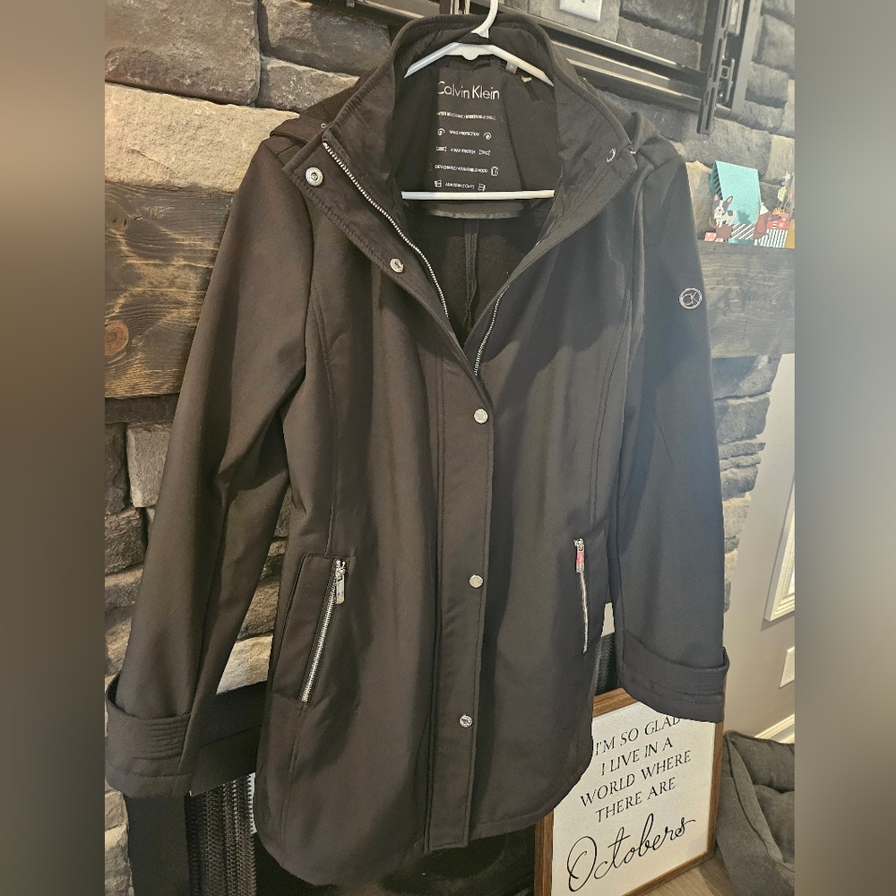 Calvin Klein Black Hooded Coat Jacket